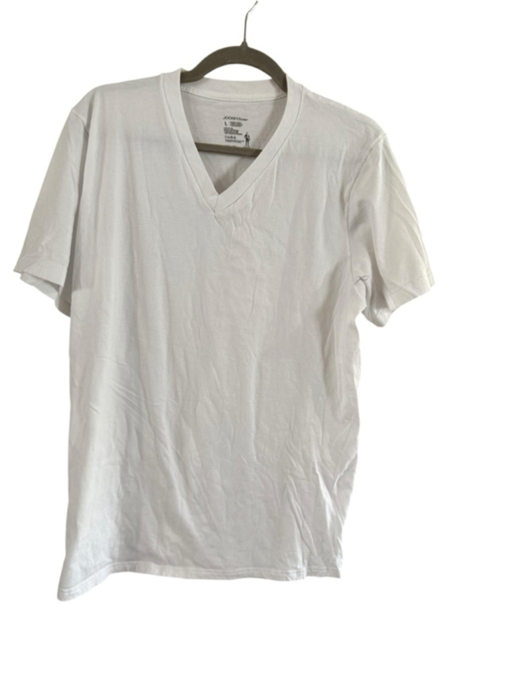 Men's Jockey White V-Neck Short Sleeve Tee L - Picture 2 of 8